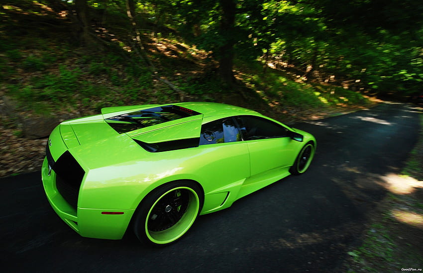 cars, Lamborghini, roads, supercars, countryside, lime green, green cars ::, lime green sports car HD wallpaper