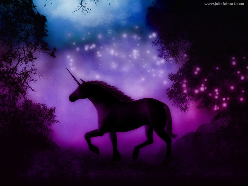 4 Unicorn dan Peri, unicorn hitam Wallpaper HD