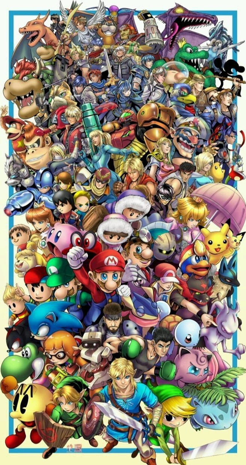 Personajes de Nintendo, collage de Nintendo fondo de pantalla del teléfono