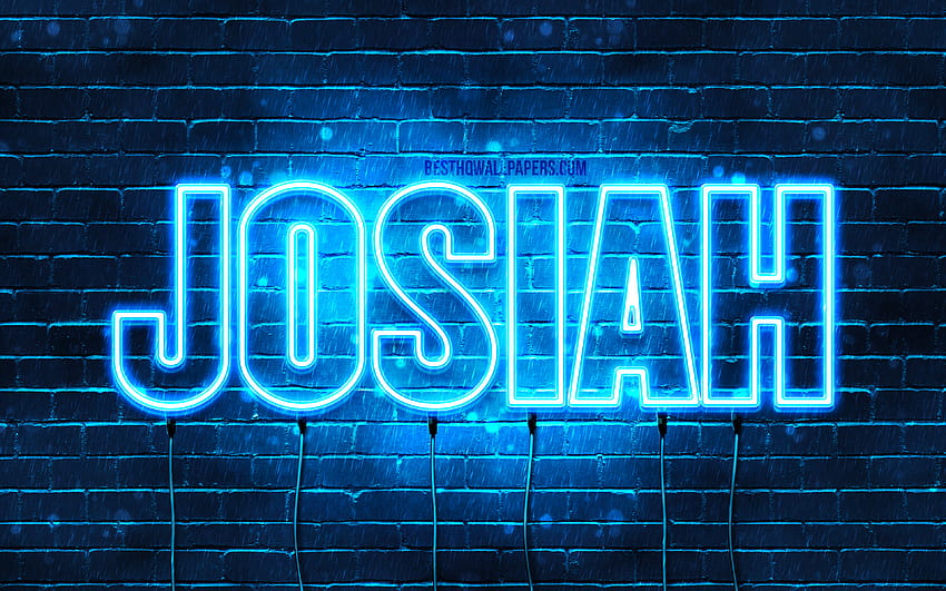 Josiah, 이름, 가로 텍스트, Josiah 이름, 파란색 네온 불빛, 해상도 3840x2400의 Josiah 이름 포함. 고품질 HD 월페이퍼