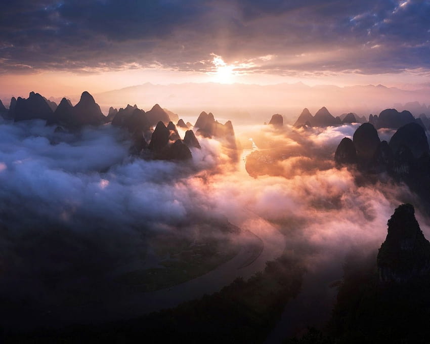 Nature Landscape Mountain Clouds Sunlight River [1920x1200] for your ...