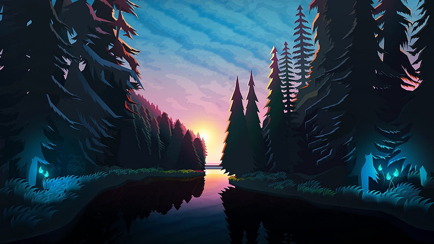 Animated Landscape, cartoon nature HD wallpaper