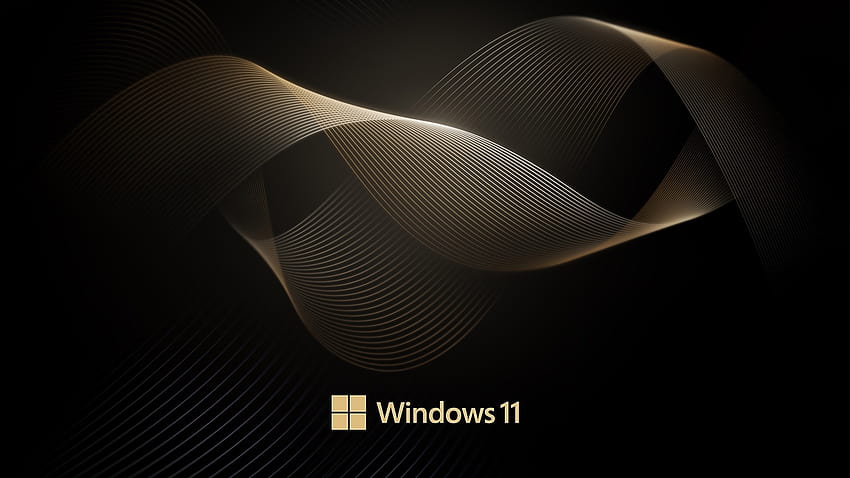 s abstractos de ondas negras y doradas para Windows 11, windows 11 dark ultra fondo de pantalla