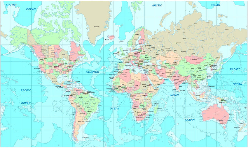 карта на света с висока разделителна способност HD тапет