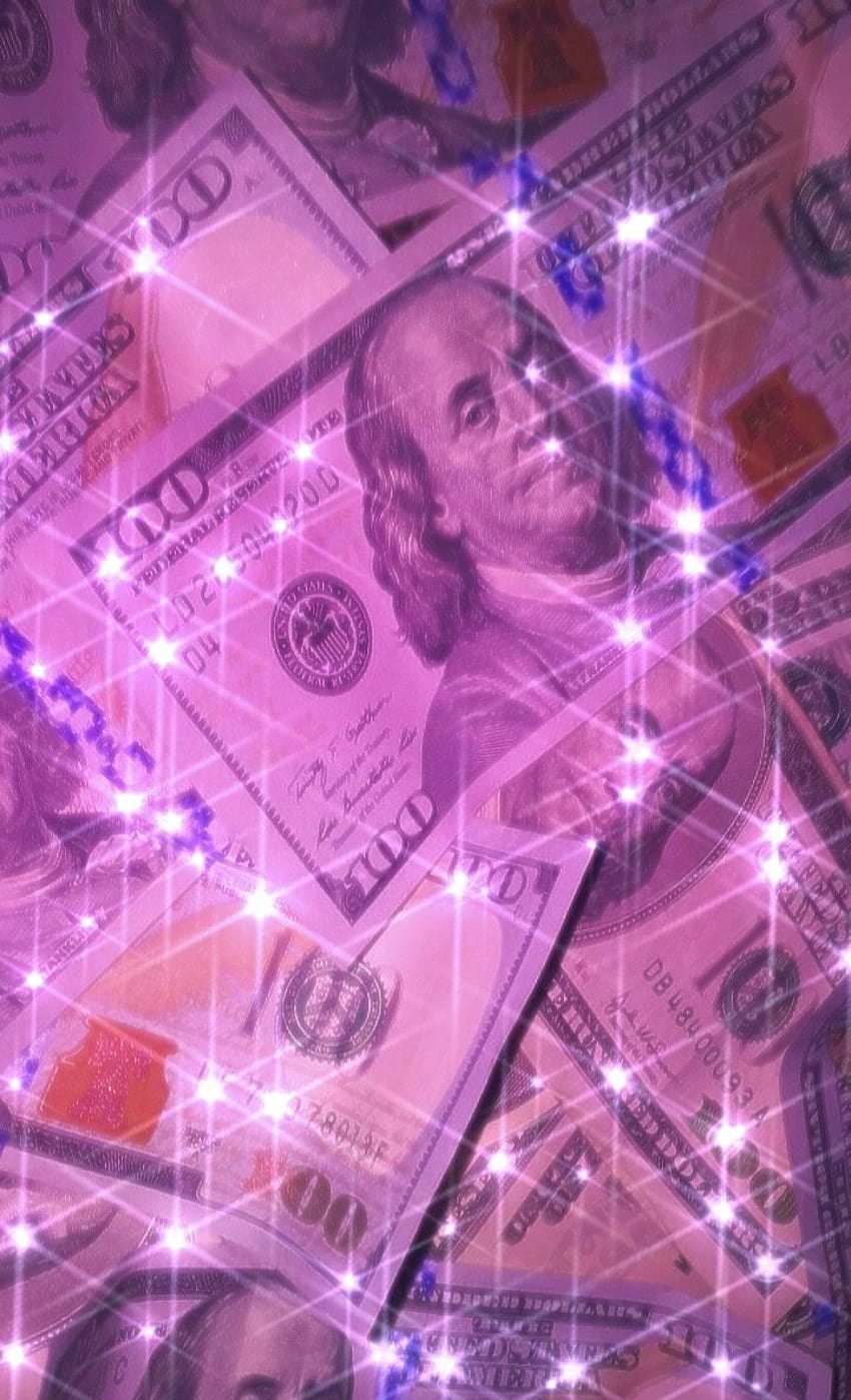 funkelnde glitzernde lila rosa geldhintergründe ästhetisch, lila geld HD-Handy-Hintergrundbild