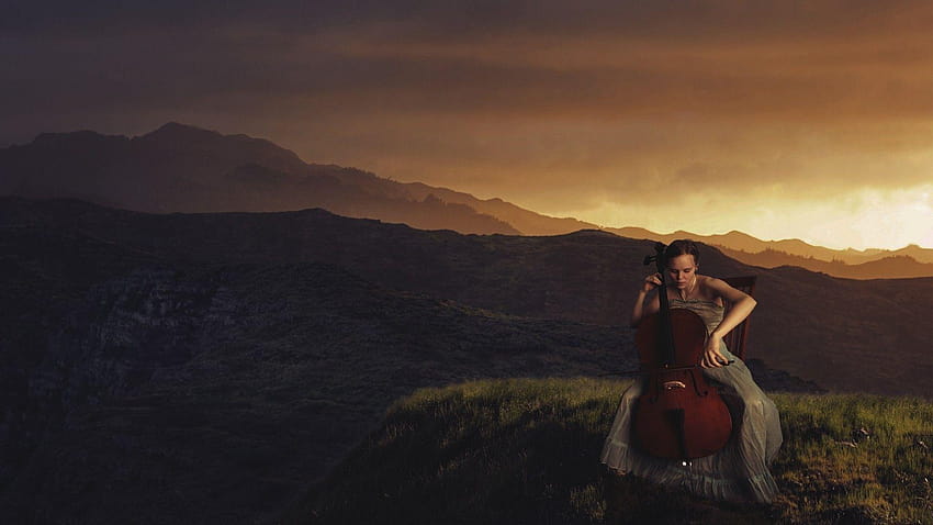women, Landscape, Cello / and Mobile Backgrounds HD wallpaper