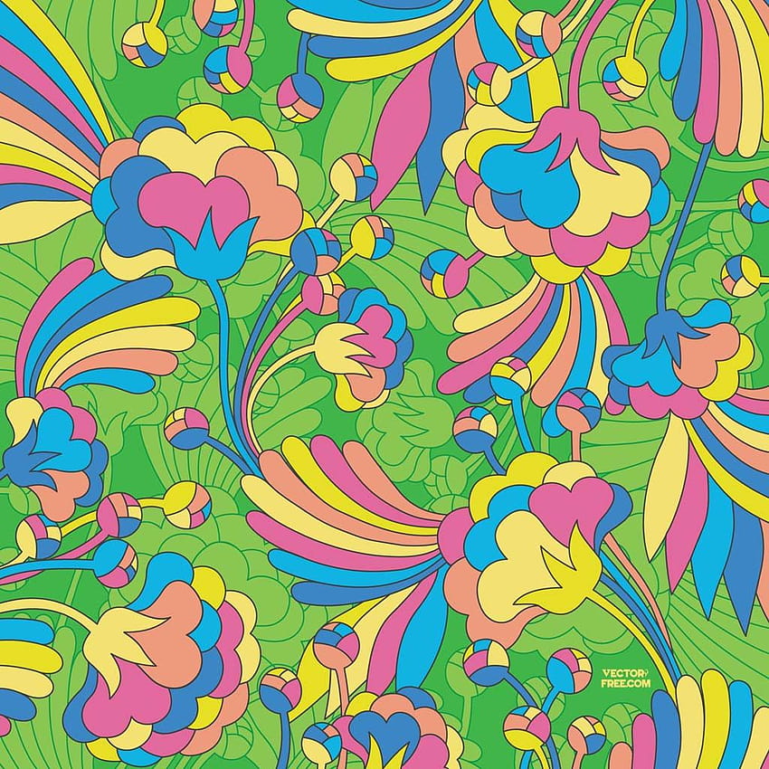 Sixties Flowers [1024x1024] for your , Mobile, psychedelic 70s aesthetic HD phone wallpaper