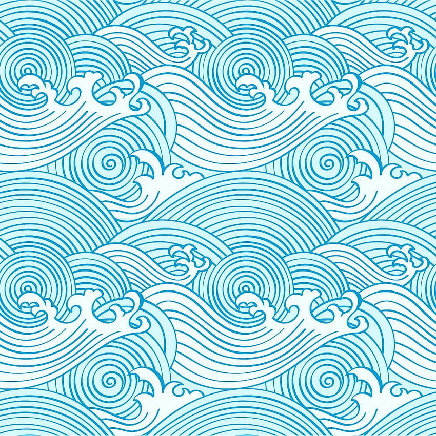 바다 색상의 일본 원활한 파도 패턴, 일본 파도 HD 전화 배경 화면
