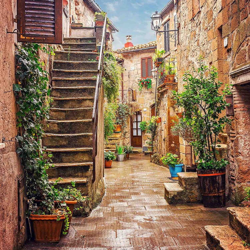 Mural Street in Pitigliano, Toskana, Italien, Pitigliano Toskana Italien HD-Handy-Hintergrundbild