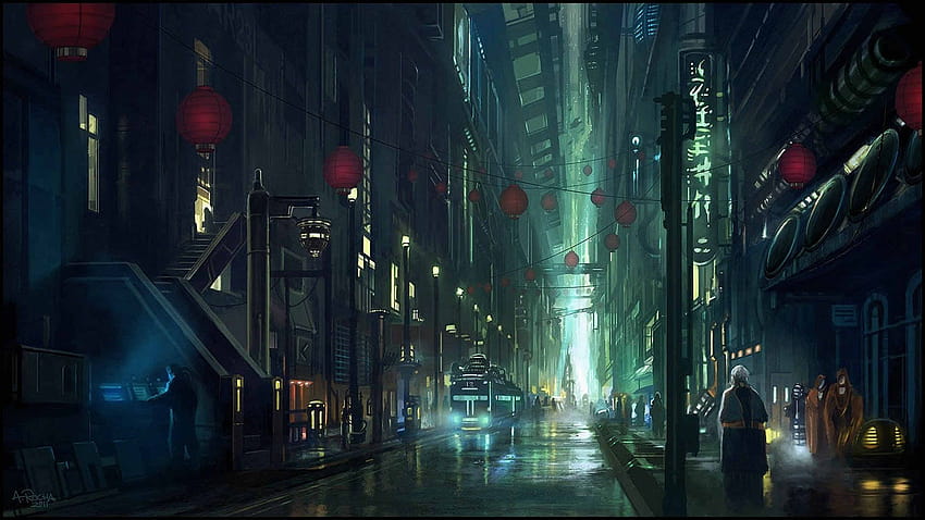 アニメ都市スカイラインの夜のの背景高品質のコンピュータ プリント壁の背景 高画質の壁紙