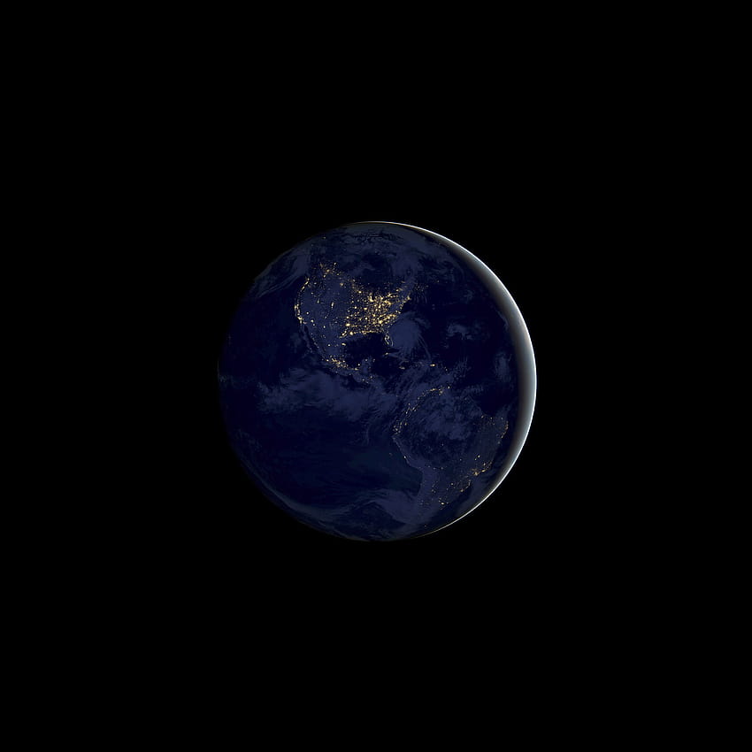 Earth , Night, iOS 11, Stock, Black background, iPad, Space HD phone wallpaper