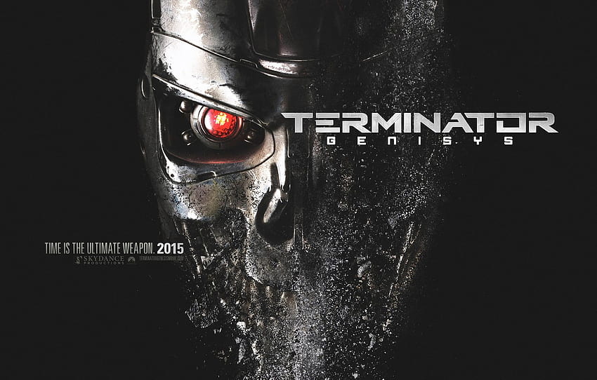 Kino, rote Augen, Film, Action, Stahl, Skynet, 2015, Terminator Genisys, legierte Metalle, T, Terminator-Filmreihe HD-Hintergrundbild