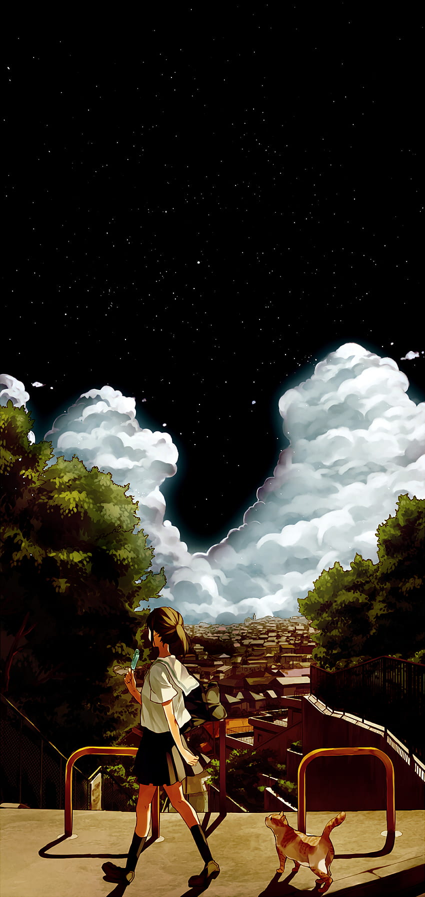 : anime, amoled, dark, clouds 1440x3040, dark amoled anime HD phone wallpaper