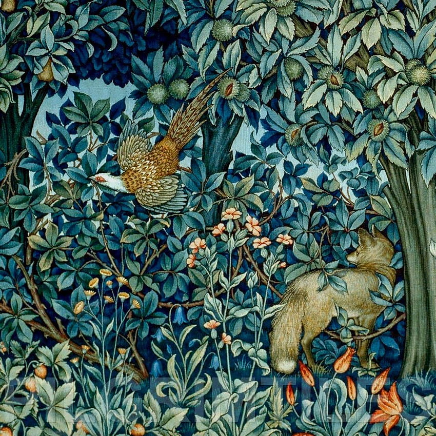 pajem: “Pheasant and Fox ~ William Morris ” Papel de parede de celular HD