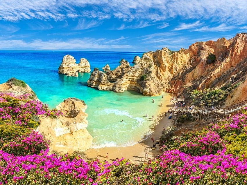 最高のアルガルヴェ ビーチ: ポルトガルのアルガルヴェ、ポルトガルの崖の 10 の見事なビーチ 高画質の壁紙