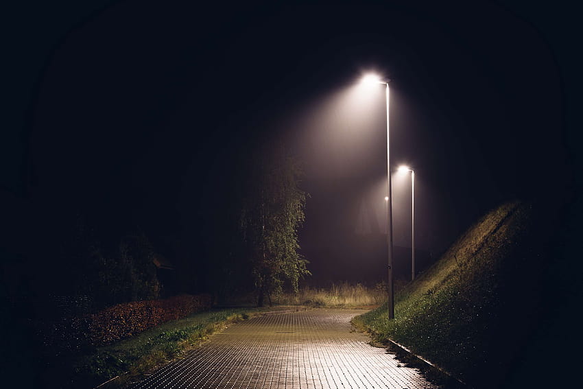 580132 dark, drizzle, lights, mist, night, rain, street, rainy night HD wallpaper