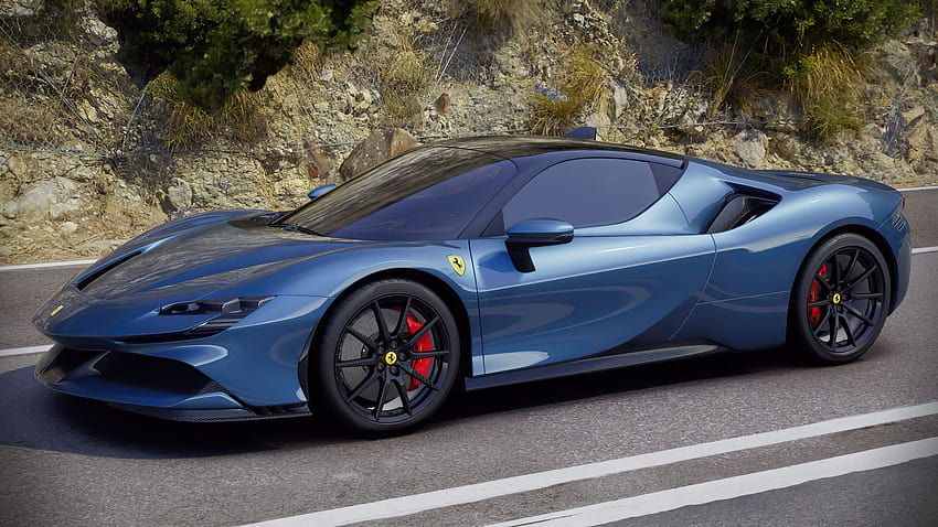 Ferrari SF90 Stradale Colore Blu, 2021 ferrari sf90 stradale Sfondo HD