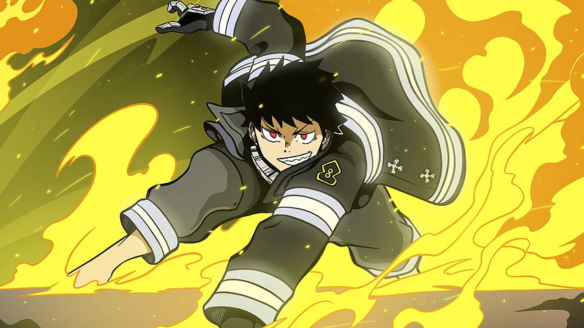 Fire Force Shinra Kusakabe On Fire Anime HD-Hintergrundbild