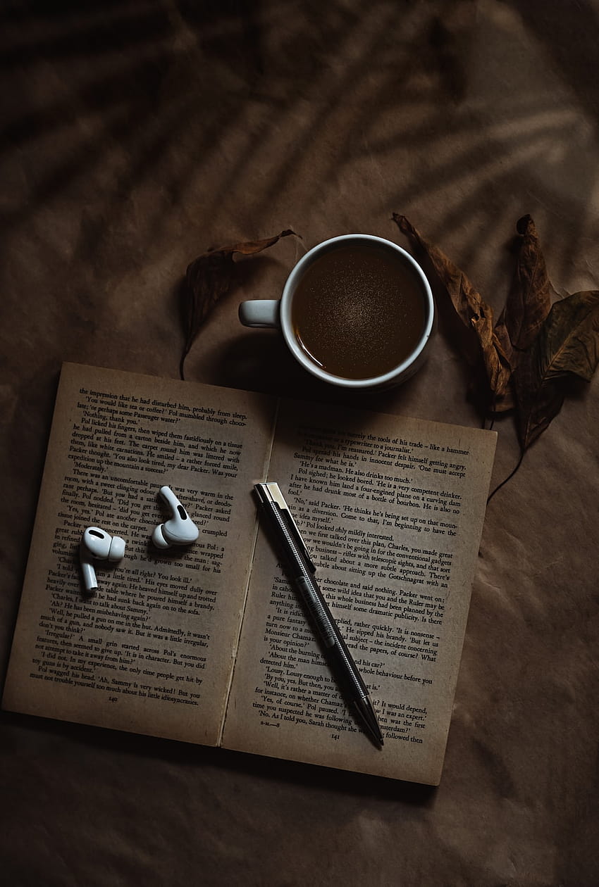 Book, coffee, leaves, mobile phone, still life 1242x2688 iPhone 11 Pro/XS  Max wallpaper, background, picture, image