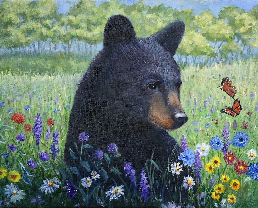 First Spring 3262 Black Bear 36 Panel 36, spring bear HD wallpaper