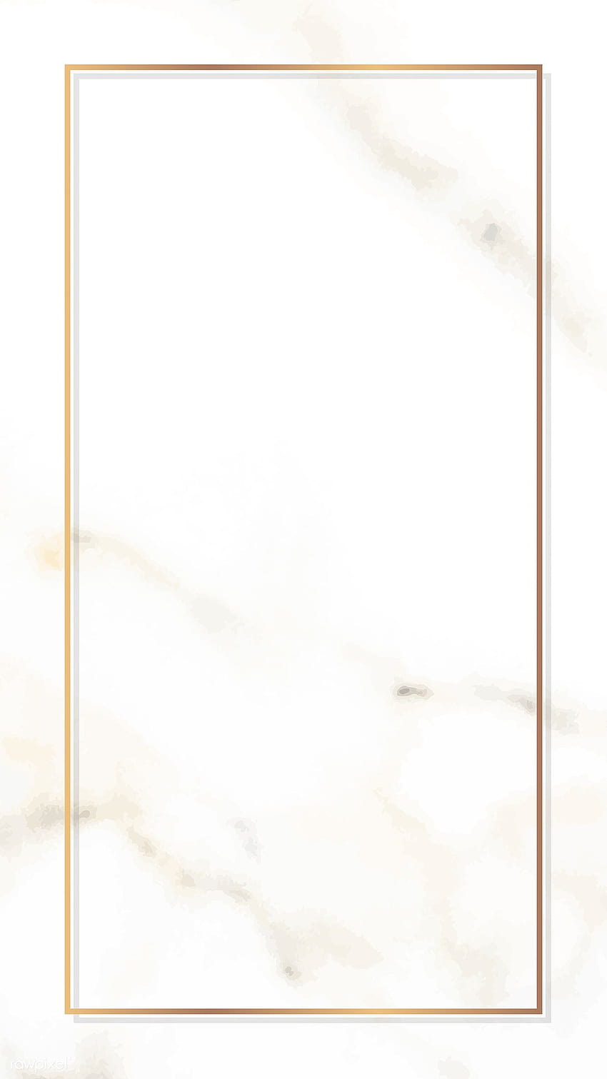 Marco dorado rectangular en un vector de mármol blanco, borde dorado fondo de pantalla del teléfono