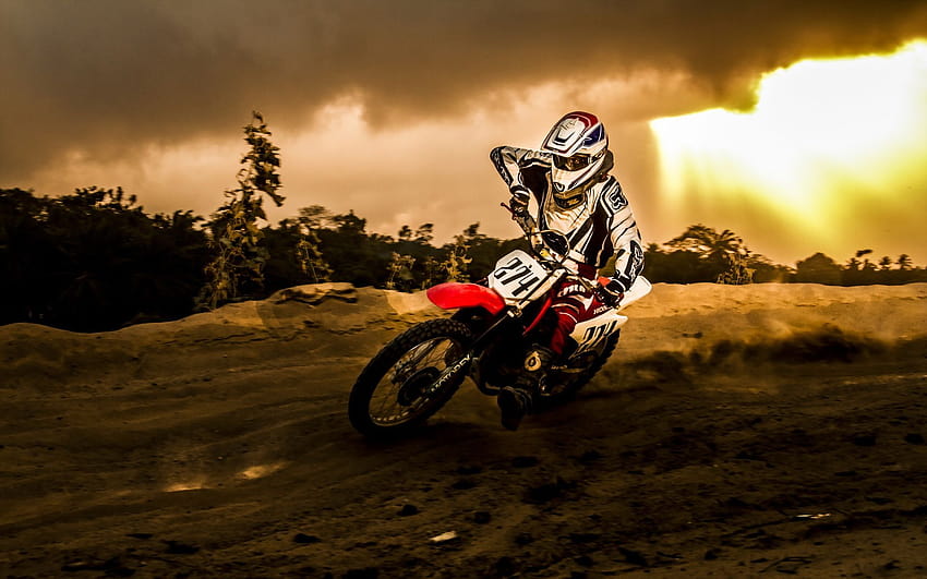 Motorcycle Racing Sports Motocross Dirt Storm Rain, dirt bike HD wallpaper
