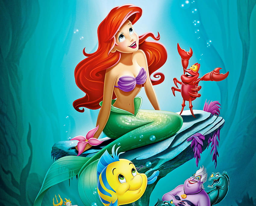 pequena, sereia, Disney, fantasia, animação, desenho animado, aventura, família, 1littlemermaid, Ariel, princesa, oceano, mar, fundos subaquáticos / e móveis, sereia disney papel de parede HD