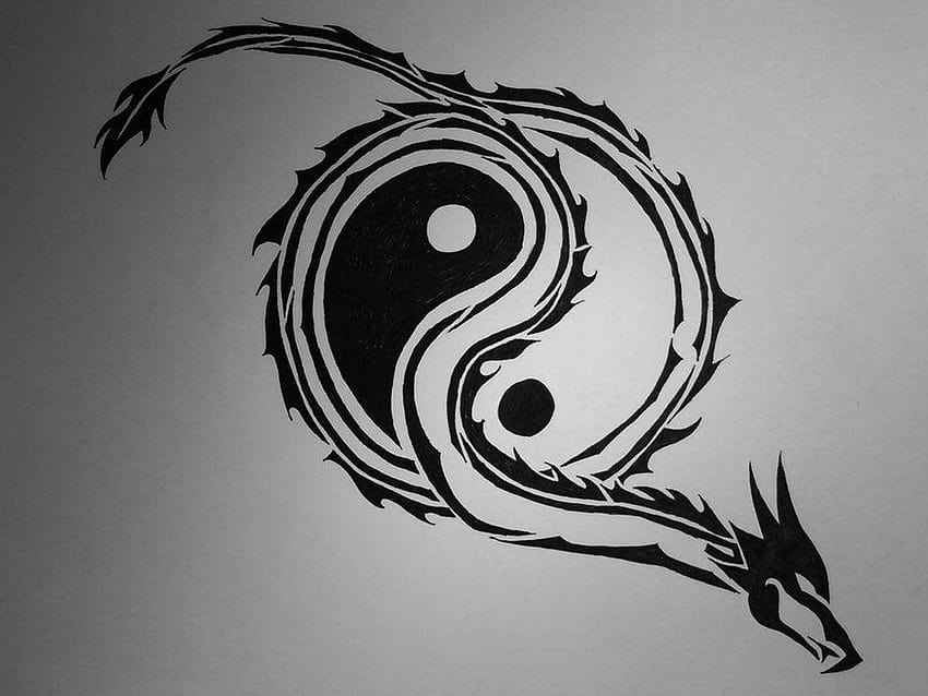 per Tribal Designs Yin Yang Dragon Tattoo con, tatuaggi drago Sfondo HD