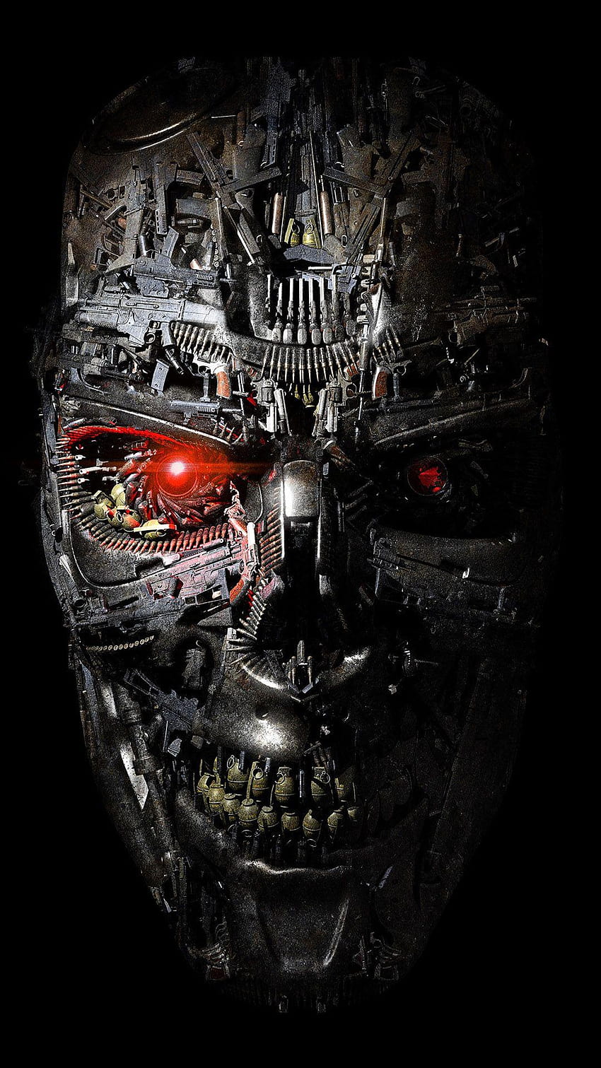 พื้นหลัง Terminator Robot Genisys Skull Face Machine, tengkorak วอลล์เปเปอร์โทรศัพท์ HD