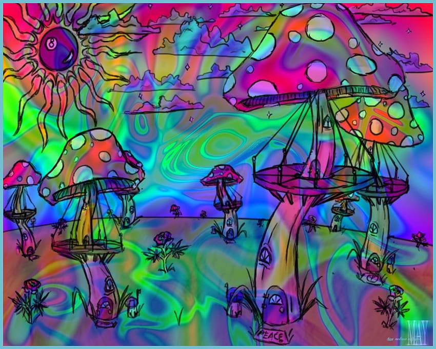 Download Surreal Vibrance  Trippy Mushroom Wallpaper Wallpaper  Wallpapers com
