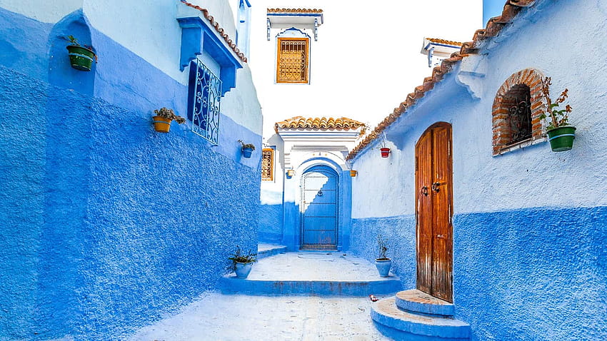 Entdecken Sie den Zauber von Chefchaouen, der blauen Stadt Marokkos HD-Hintergrundbild