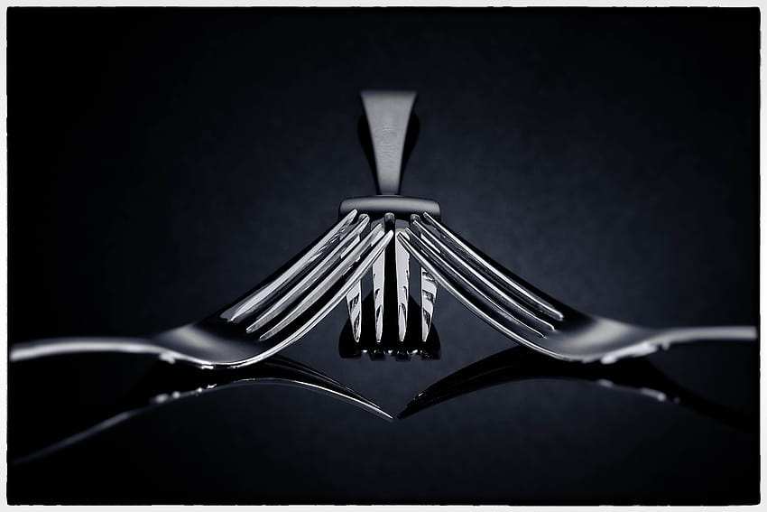 : symmetry, fork, kitchen, cutlery, blackandwhite, line, darkness, stilllife, emblem, graphics, computer , black and white, monochrome graphy, font, still life graphy, forks, kitchenutensils, product design 5760x3840 HD wallpaper