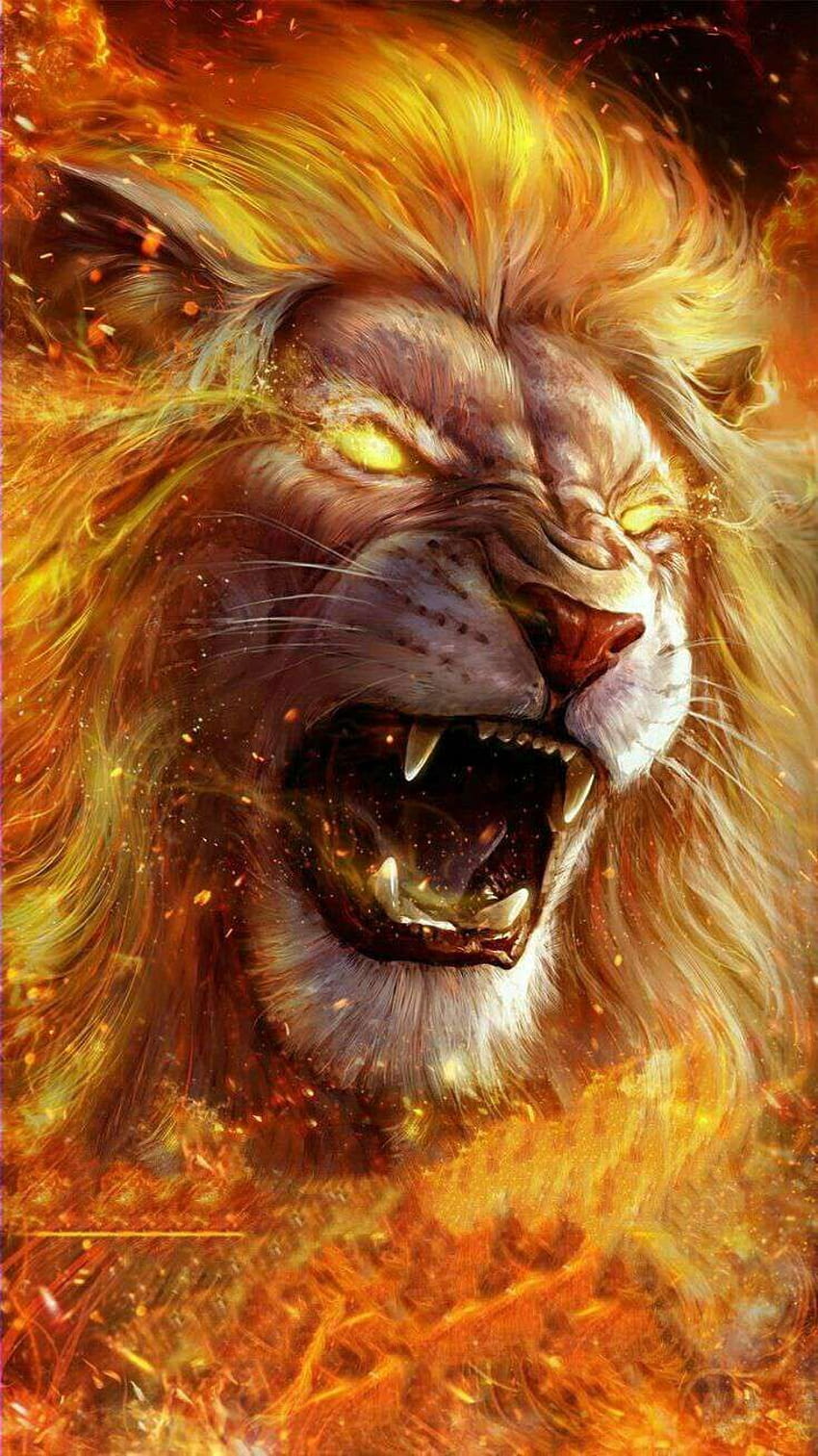 Lion on Fire iPhone, scary lions HD phone wallpaper