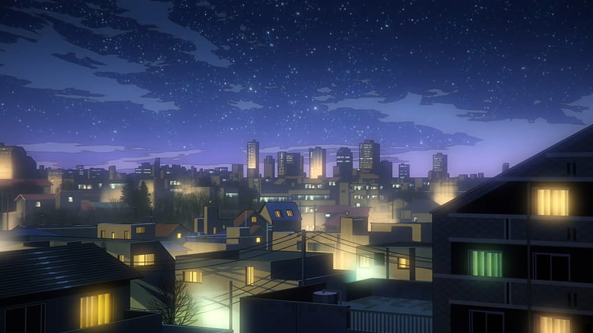 anime şehri mor HD duvar kağıdı