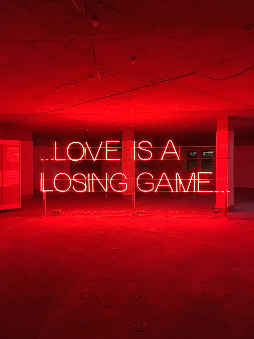 Love is A Losing Game text – Red, red rectangle HD phone wallpaper