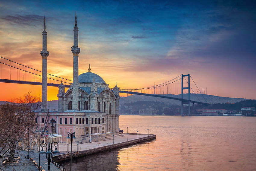 77244 Ortaköy 모스크 , 모스크, 보스포러스 해협, 이스탄불, 다리, 터키 HD 월페이퍼