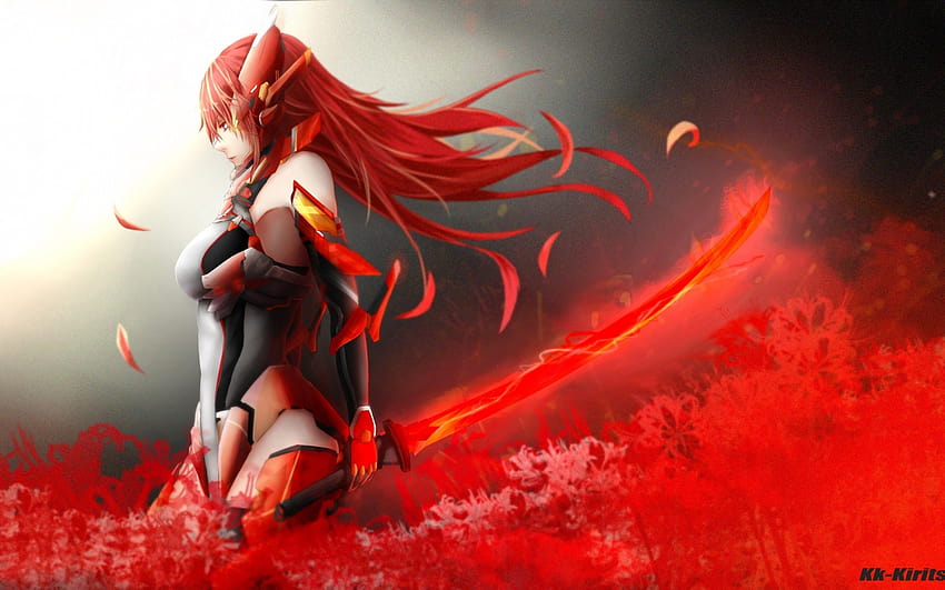 2560x1600 Anime Girl, Redhead, Bodysuit, Fiery Sword, Sci, anime kepala merah Wallpaper HD