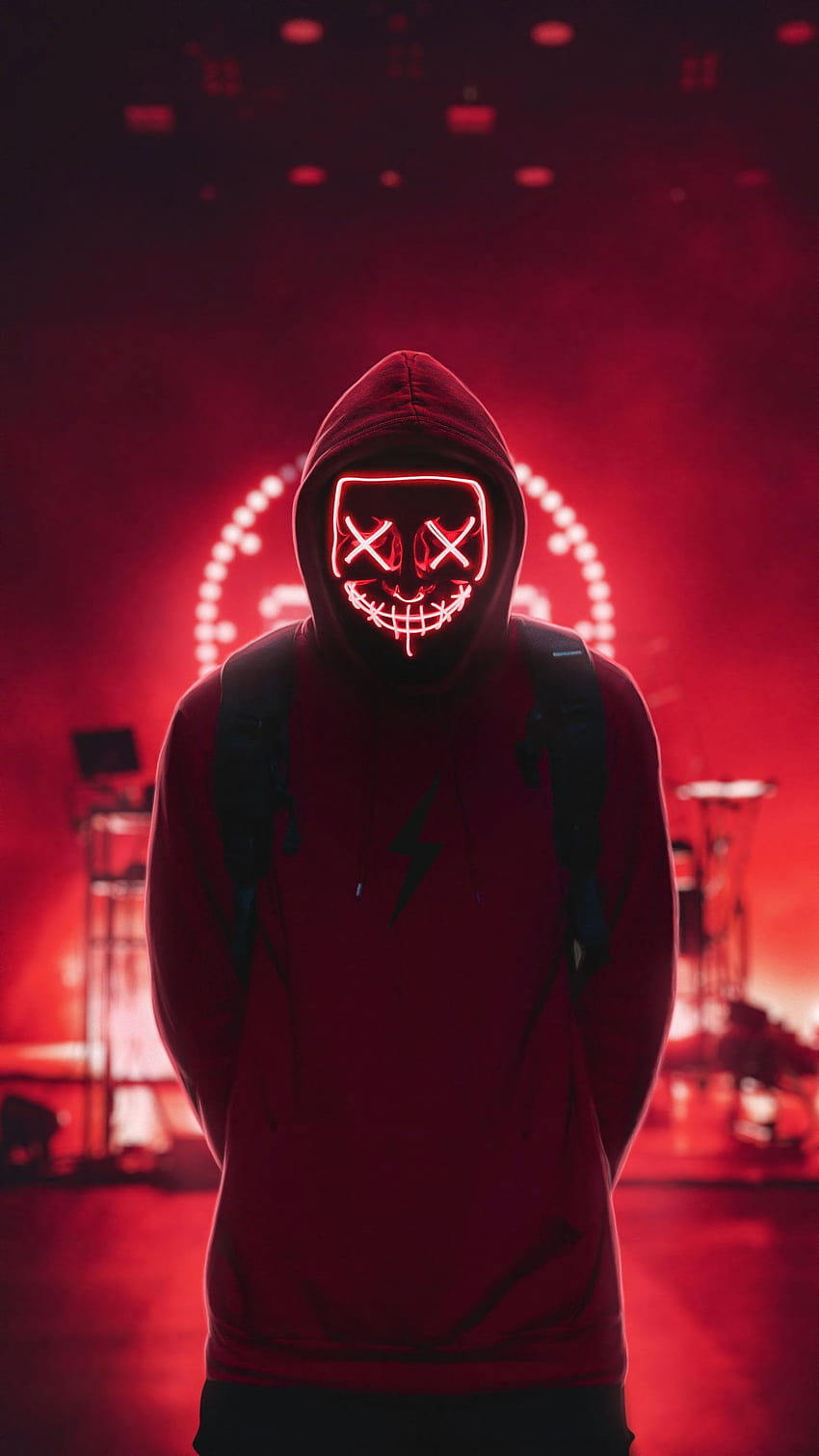 Neon Man, grafika i identyfikator, zdjęta maska ​​przyszłości Tapeta na telefon HD