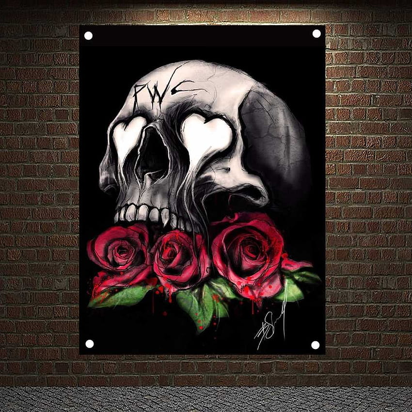 Skull and rose art Posters, Tapestry Home Decor Skull Tattoo Art Banners Flags Wall Hanging Ornaments Mural HD phone wallpaper