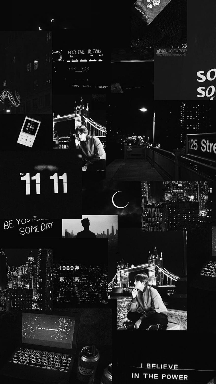 Lock Screen Black Aesthetic Collage, ästhetische schwarze Collage HD-Handy-Hintergrundbild