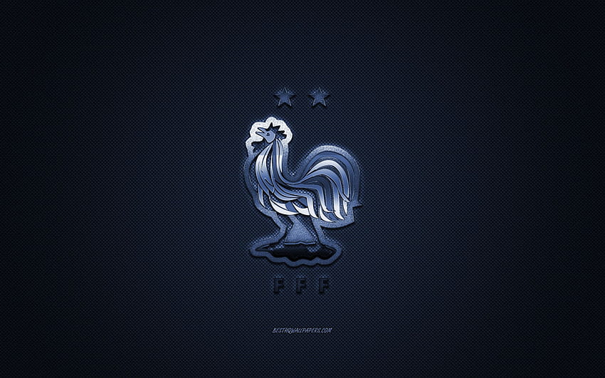 France national football team, emblem, UEFA, blue logo, blue fiber background, France football team new logo, football, France with resolution 2560x1600. High Quality, france national 2021 HD wallpaper