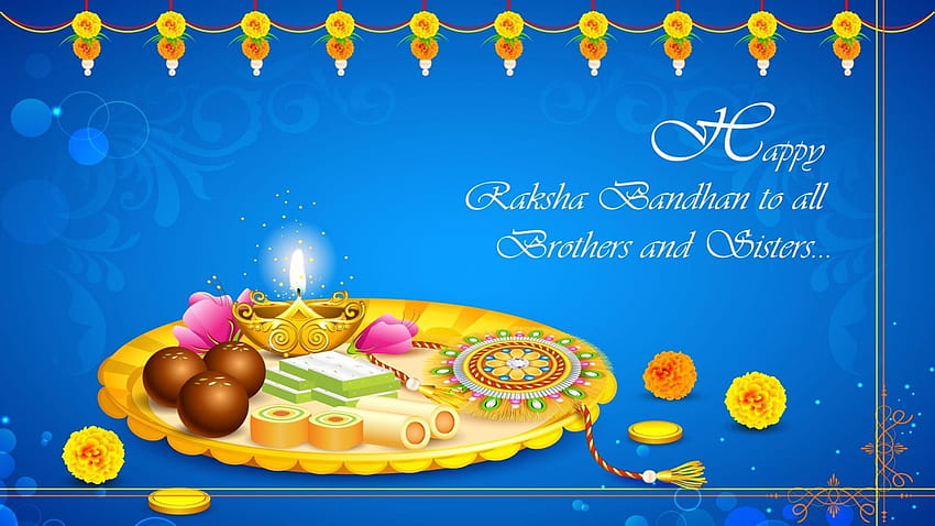 Glücklicher Raksha Bandhan dekorierte Puja Thali HD-Hintergrundbild