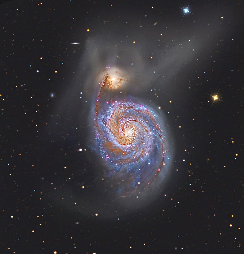 Галактика M51 Whirlpool. На около 31 милиона светлинни години HD тапет за телефон