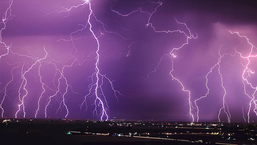 lightning, Storm, Rain, Clouds, Sky, Nature, Thunderstorm / and Mobile Backgrounds, purple storm HD wallpaper
