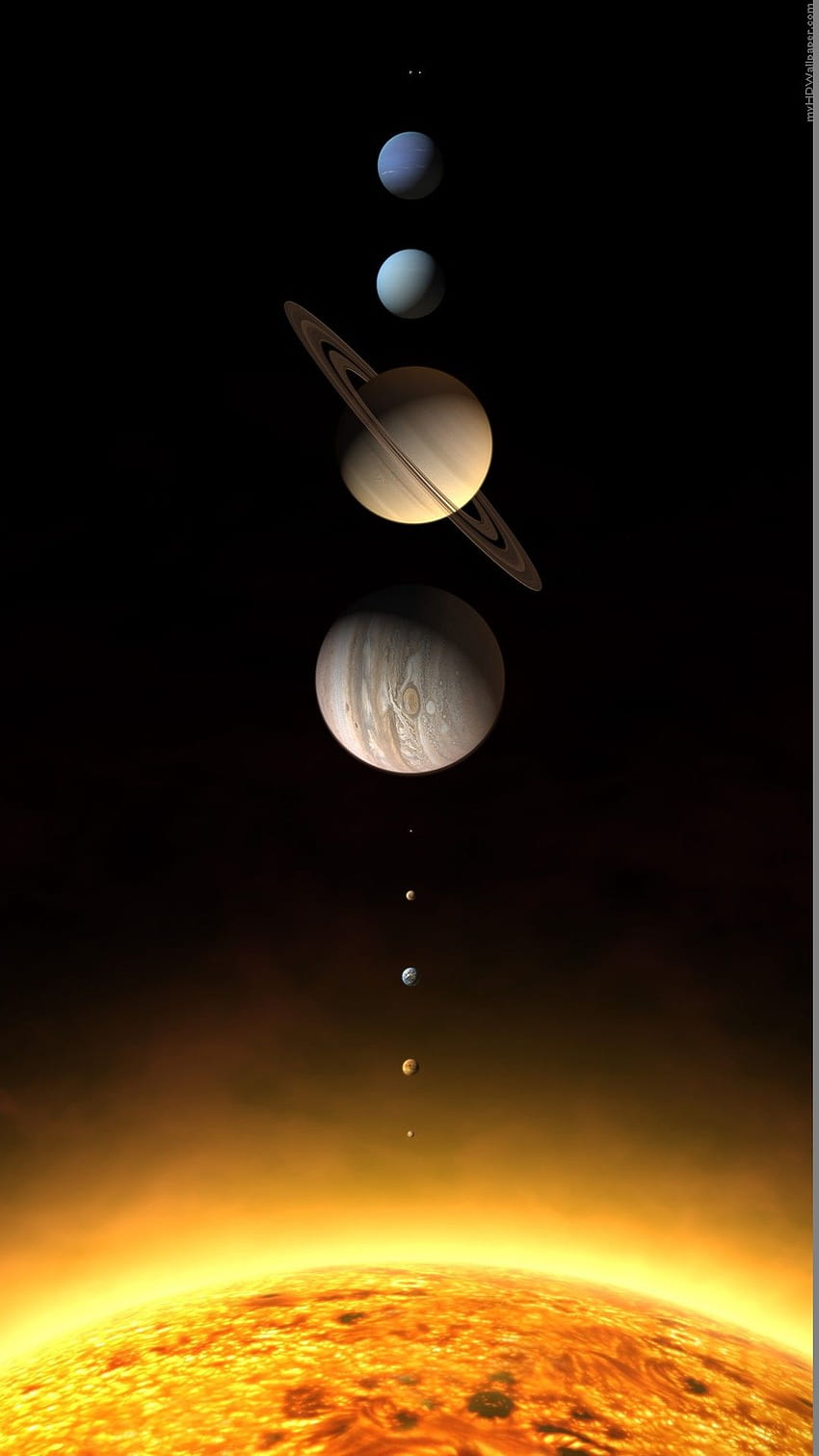 Realistyczne renderowanie planet Układu Słonecznego iPhone 8, planety iPhone X Tapeta na telefon HD