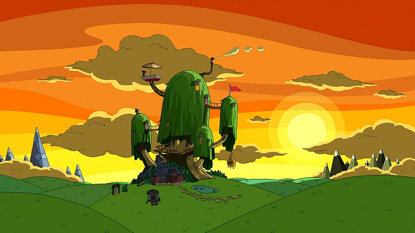 Cartoon network sunset nature houses adventure time [1920x1080] for your , Mobile & Tablet, cartoon sunset HD wallpaper