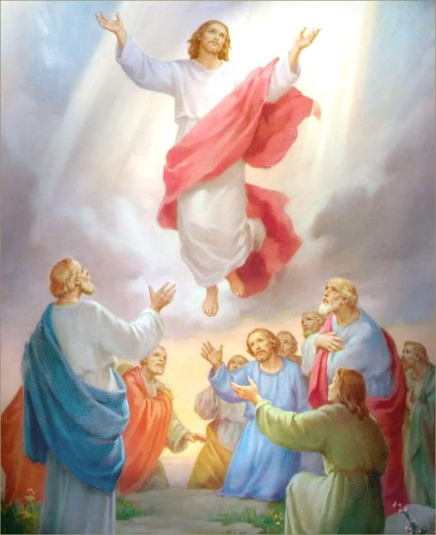 Jesús ascendiendo al cielo delante de los discípulos, día de la ascensión fondo de pantalla del teléfono