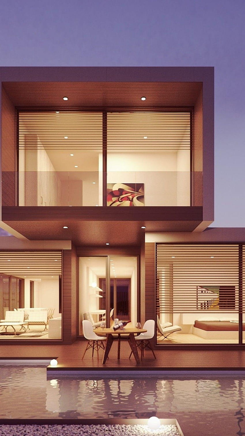 1080x1920 Arquitetura, Design, Casa Moderna, Piscina Papel de parede de celular HD