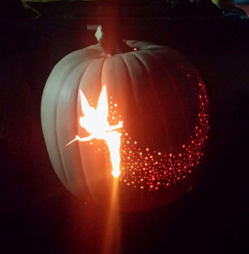 Tinker Bell Pixie Dust Pumpkin Carving: 6 kroków, halloweenowy dzwoneczek i dynia Tapeta na telefon HD