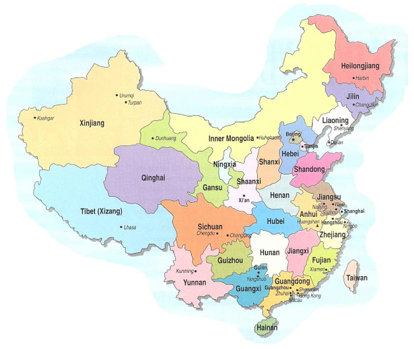 Mapa de provincias en China, provincias chinas fondo de pantalla